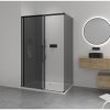 CERANO - Kabina prysznicowa Lantono L/P - 8 mm - Soft Close - matowa czerń, szkło grafitowe - 170x70x195 cm - przesuwna