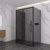 CERANO - Kabina prysznicowa trójścienna Varone POINT UL/P - 6 mm - matowa czerń, szkło grafitowe - 110x90x195 cm - przesuwna