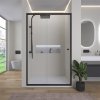 CERANO - Drzwi prysznicowe przesuwne Varone POINT L/P - 6 mm - matowa czerń, szkło transparentne - 160x195 cm