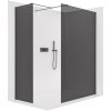 CERANO - Ścianka kabiny prysznicowej typu walk-in Onyx TL/P - 8 mm - wspornik kwadratowy - matowa czerń, szkło grafitowe - 130x40x200 cm