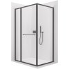 CERANO - Kabina prysznicowa Versaro L/R - 6 mm - matowa czerń, szkło transparentne - 150x80 cm - chowana
