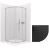 CERANO - Kabina prysznicowa Orso L/P 6 mm - R550 - chrom + CERANO - Brodzik Quarto - R550 - strukturalny czarny mat - 80x80 cm