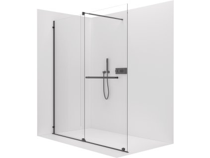 CERANO - Sprchová zástena Walk-in Medin Ľ/P - 8 mm - čierna matná, transparentné sklo - 170x195 cm - dvojdielna posuvná