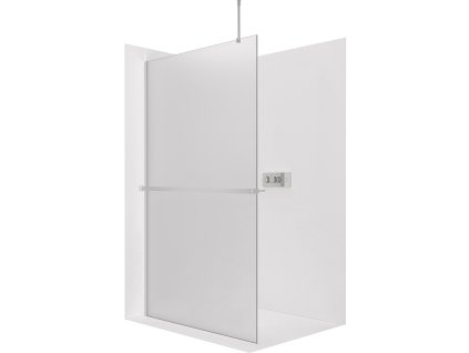 CERANO - Sprchová zástena Walk-in Onyx Top Round Ľ/P - 8 mm - guľatá vzpera + polička/držiak na uteráky - chróm, mliečne sklo - 110x200 cm