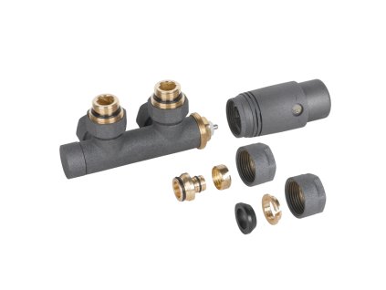 393786 cerano pripojovaci sada radiatorovych ventilu s termostatickou hlavici stredove pripojeni 50mm seda matna
