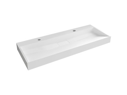 CERANO - Umývadlo z liateho mramoru Vita - nástenné aj na dosku - 2 otvory pre batériu - biela lesklá - 120x46 cm