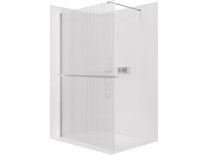 CERANO - Sprchová zástena Walk-in Onyx Cube Ľ/P - 8 mm + polička/držiak na uteráky - hranatá vzpera - chróm, ryhované sklo - 110x200 cm