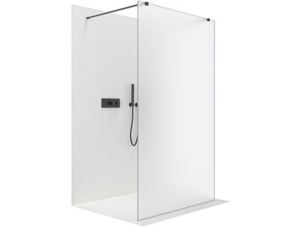 493864 1 cerano sprchova zastena walk in onyx duo l p 8 mm hranata vzpera cerna matna mlecne sklo 110x200 cm