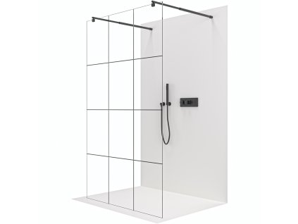 495484 cerano sprchova zastena walk in onyx duo l p 8 mm kulata vzpera cerna matna industrialni sklo 150x200 cm