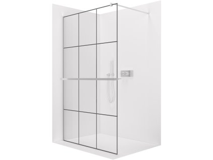 483697 4 cerano sprchova zastena walk in onyx round l p 8 mm policka drzak na rucniky kulata vzpera chrom industrialni sklo 130x200 cm