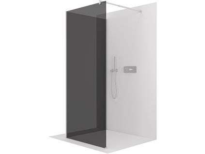 CERANO - Sprchová zástena Walk-in Onyx Corner Round Ľ/P - 8 mm - okrúhla vzpera - chróm, grafitové sklo - 100x80x200 cm