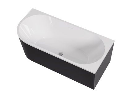 CERANO - Voľne stojaca akrylátová vaňa Bianco, pravá - čierna matná/biela lesklá - 150x75 cm