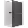 CERANO - Sprchová zástena Walk-in Onyx Round Ľ/P - 8 mm + polička/držiak na uteráky - guľatá vzpera - čierna matná, grafitové sklo - 140x200 cm