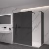 499834 2 cerano sprchova zastena walk in onyx t l p 8 mm hranata vzpera policka drzak na rucniky cerna matna grafitove sklo 130x70 cm