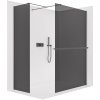 CERANO - Sprchová zástena Walk-in Onyx TL/P - 8 mm - hranatá vzpera + polička/držiak na uteráky - čierna matná, grafitové sklo - 60x60x200 cm