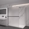 500359 2 cerano sprchova zastena walk in onyx t l p 8 mm hranata vzpera policka drzak na rucniky cerna matna mlecne sklo 100x90 cm