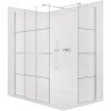 CERANO - Sprchová zástena Walk-in Onyx TL/P - 8 mm - hranatá vzpera + polička/držiak na uteráky - chróm, industriálne sklo - 140x100x200 cm
