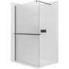 CERANO - Sprchová zástena Walk-in Onyx Cube Ľ/P - 8 mm + polička / držiak na uteráky - hranatá vzpera - čierna matná, mliečne sklo - 60x200 cm