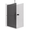 CERANO - Sprchová zástena Walk-in Onyx Top Cube Ľ/P - 8 mm - hranatá vzpera + polička/držiak na uteráky - čierna matná, grafitové sklo - 50x200 cm