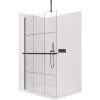 CERANO - Sprchová zástena Walk-in Onyx Top Cube Ľ/P - 8 mm - hranatá vzpera + polička/držiak na uteráky - čierna matná, industriálne sklo - 130x200 cm