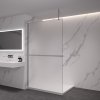 CERANO - Sprchová zástena Walk-in Onyx Top Cube Ľ/P - 8 mm - hranatá vzpera + polička/držiak na uteráky - chróm, mliečne sklo - 100x200 cm