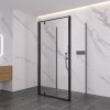 CERANO - Trojstenný sprchovací kút Ferri UL/P - 6 mm - čierna matná, transparentné sklo - 90x80x195 cm - pivotový