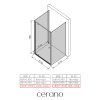 CERANO - Trojstenný sprchovací kút Ferri UL/P - 6 mm - chróm, transparentné sklo - 100x100x195 cm - pivotový