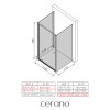 CERANO - Trojstenný sprchovací kút Ferri UL/P - 6 mm - chróm, transparentné sklo - 80x100x195 cm - pivotový