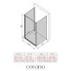 CERANO - Trojstenný sprchovací kút Ferri UL/P - 6 mm - chróm, transparentné sklo - 90x90x195 cm - pivotový