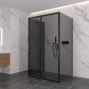CERANO - Trostenný sprchovací kút Varone LINE UL/P - 6 mm - čierna matná, grafitové sklo - 140x70x195 cm - posuvný