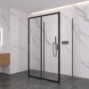 CERANO - Trojstenný sprchovací kút Varone LINE UL/P - 6 mm - čierna matná, transparentné sklo - 130x100x195 cm - posuvný