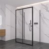 CERANO - Trostenný sprchovací kút Varone POINT UL/P - 6 mm - čierna matná, transparentné sklo - 140x80x195 cm - posuvný