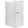 CERANO - Sprchová zástena Walk-in Onyx Cube Ľ/P - 8 mm - hranatá vzpera - zlatá kartáčovaná, mliečne sklo - 30x200 cm
