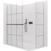 CERANO - Sprchová zástena Walk-in Crystal TL/P - 8 mm - bezvzperový systém + polička/držiak na uteráky - čierna matná, industriálne sklo - 130x100x200 cm
