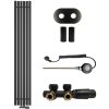 CERANO - Kúpeľňový radiátorový set Pyricus - kombinované vykurovanie, wifi tyč - stredové pripojenie 50 mm - 643W - čierna matná - 1600x290 mm