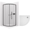 CERANO - Sprchovací kút Orso L/P 6 mm - čierna matná + CERANO - Sprchová vanička Piato - biela lesklá - 90x90 cm
