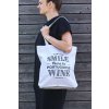 kvalitní šedá plátěná taška s motivem smile