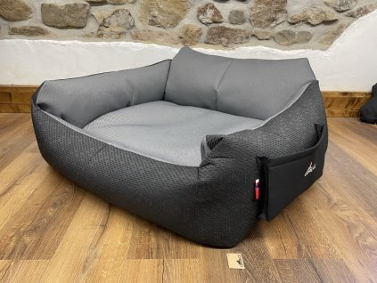 CERINO PELECH KŘESLO IMOLA L 120x100x20 TEXTILNÍ - ŠEDÁ / TMAVÁ SE VZOREM