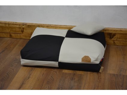 Cerino pelech Verona 140x100x15 textilní šachovnice černokrémová barva + polštářek ZDARMA