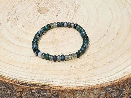 Achát mechový – náramek, 4×6 mm – rondelky