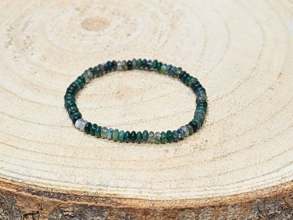 Achát mechový – náramek, 2×4mm – rondelky
