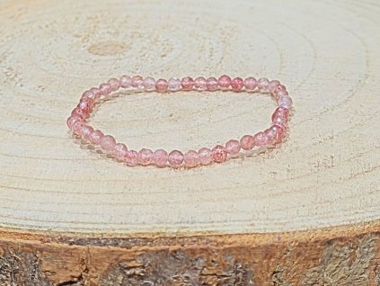 Jahodový křemen - náramek, 3-4mm - fasetovaný