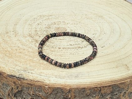 Rodonit, náramek, 2×4mm – rondelky