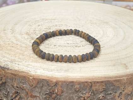 Tygří oko - náramek, 4×6mm – matné rondelky