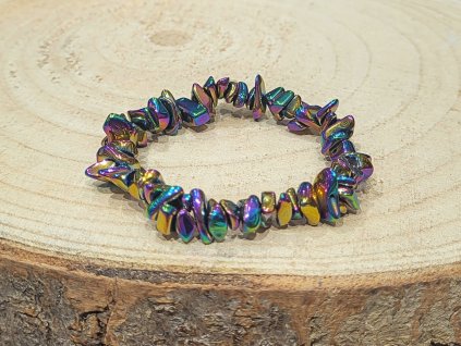 Hematit - náramek, galvanizovaný, 5-10 mm - sekaný