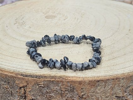 Obsidián vločkový - náramek, 5-10mm - sekaný