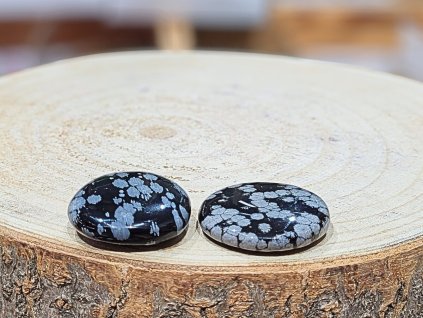 Obsidián vločkový - placka tromlovaný kámen; 40-45mm