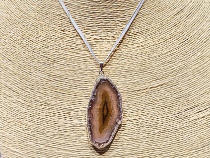 Achátový plátek - přívěsek; 45-55mm