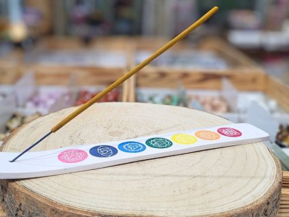 Stojan na vonné tyčinky – čakry (bílý)