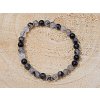 Křišťál s turmalínem - náramek, 6mm